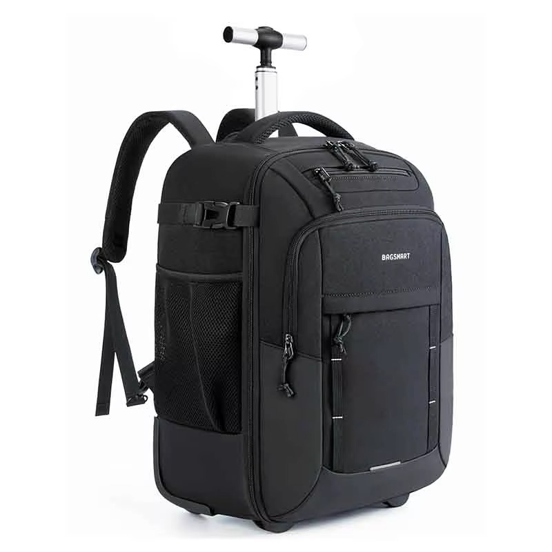 BAGSMART Rolling Backpack 17 Inch Laptop Water Resistant Large Capacity 40L Travel Luggage Wheeled Backpack for Men Women
