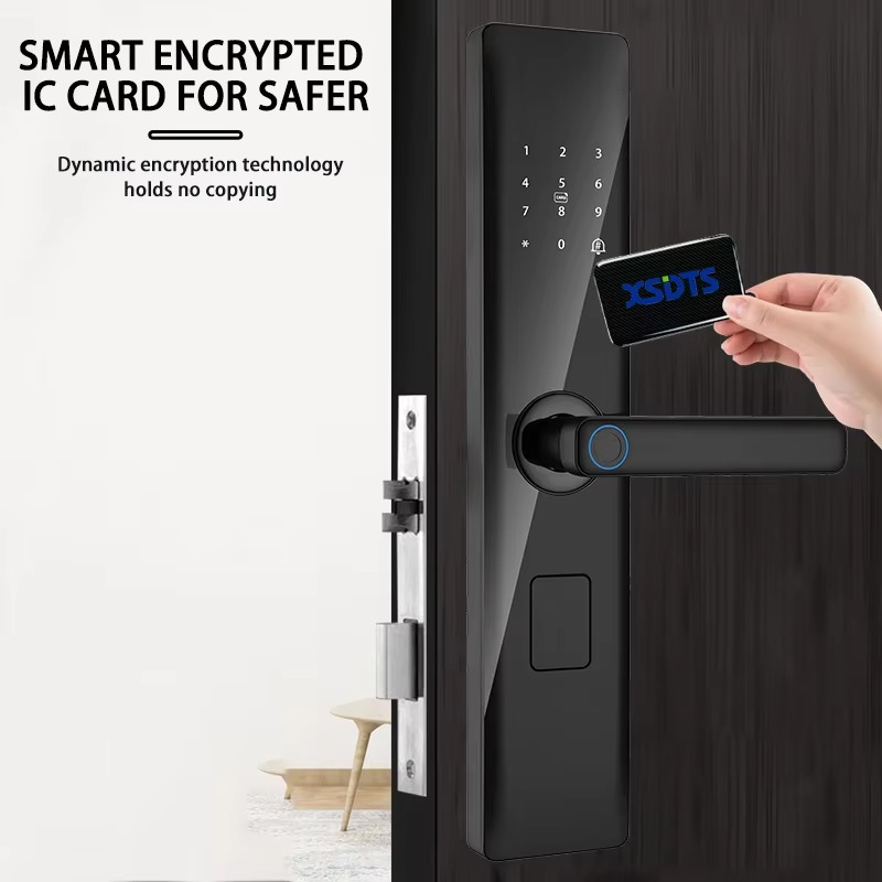 Tuya Smart Lock Wirelss With Fingerprint Password IC Card Unlock Support USB Emergency Charge Handle Direction Adjustable
