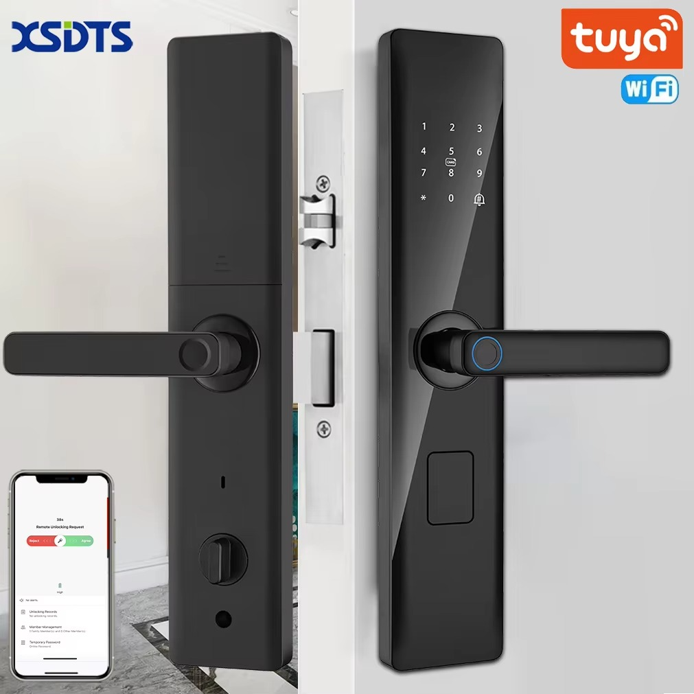 Tuya Smart Lock Wirelss With Fingerprint Password IC Card Unlock Support USB Emergency Charge Handle Direction Adjustable