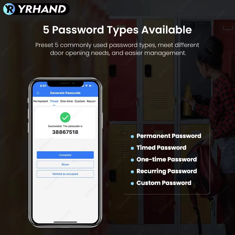 YRHAND Smart Cabinet Lock APP Control, Keypad & RFID Card Entry,Dual Authentication,Remote Access for Home Office Drawer Safe
