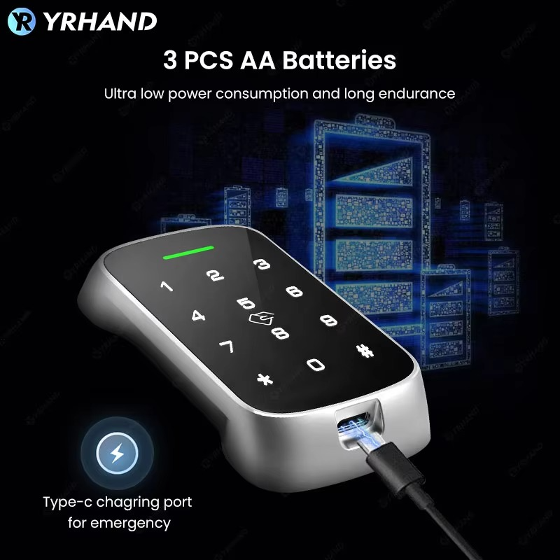 YRHAND Smart Cabinet Lock APP Control, Keypad & RFID Card Entry,Dual Authentication,Remote Access for Home Office Drawer Safe