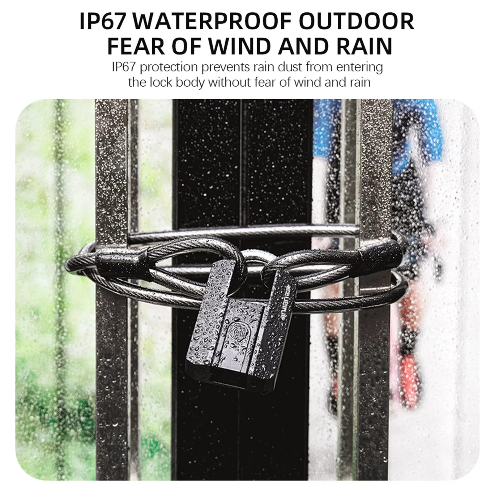 Smart Padlock Fingerprint Padlock IP67 Water Resistant APP Control Smart Pad Lock with 2 Keys for Warehouse Gym School Black