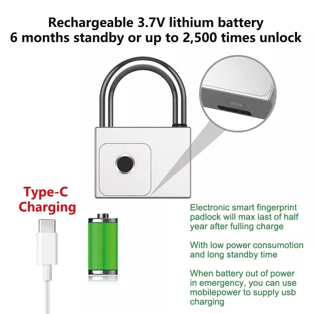 CDOK P70 Tuya Bluetooth Smart Padlock, Heavy Duty Padlock for Warehouse, IP65 Waterproof, Built-in Rechargeable Aluminum Battery