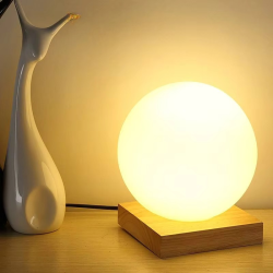 15cm Simple Glass Creative Warm Dimmer Night Lighting Desk Bedroom Bed Decoration Ball Wooden Small Round Desk Lamps Home Decor