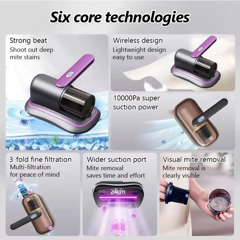 Household Mattress Mite removal device Vacuum Cleaner Ultraviolet Sterilization Machine Home Portable Handheld Wireless Mite