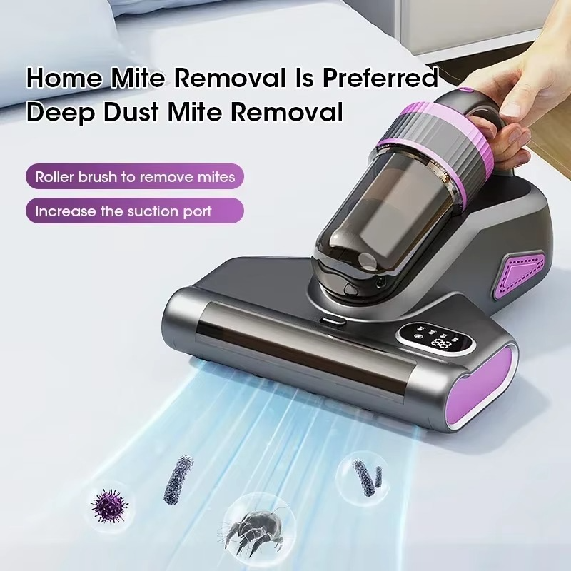 Home Wireless Mite Remover Handheld 15kpa High Suction Cleaning Vacuum Cleaner with UV Disinfection Sterilization Mattress Sofa