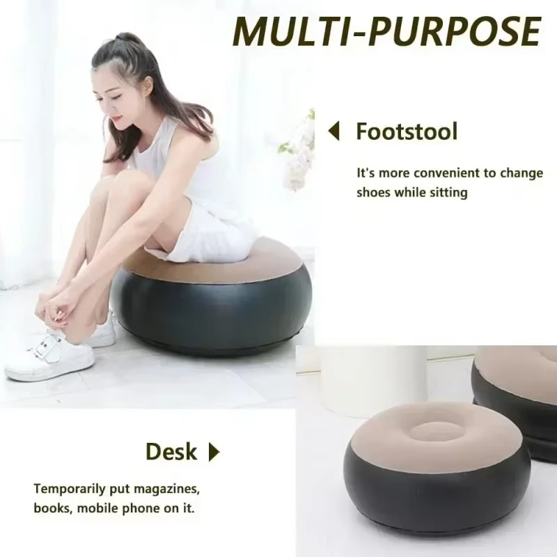 Lazy Couch Sofas Inflatable Chair Foldable Recliner Outdoor Sofa Bed Footstool Portable Folding Air Bed Lunch Lounge Chair Set