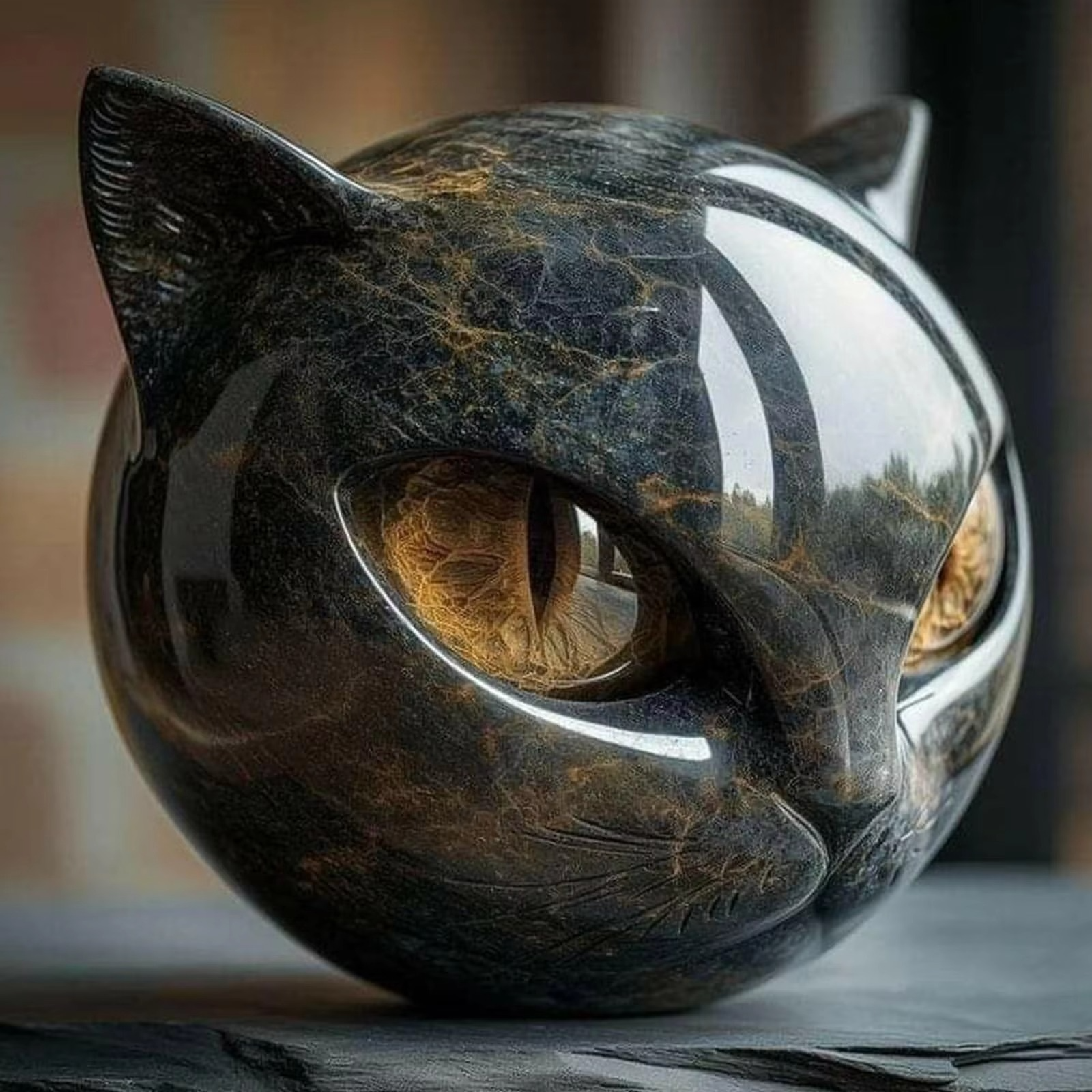 2025 Hot Luxury Black Cats Stone Sculpture,Elegant Home decoration-Ready Art Piece, Gifts For Cat Lovers Mini Tiny Cat