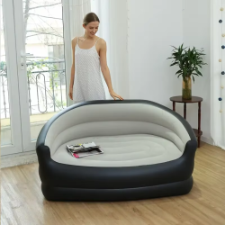 1pc Outdoor portable inflatable bed, lounging double sofa, folding camping inflatable recliner, flocking outdoor inflatable sofa