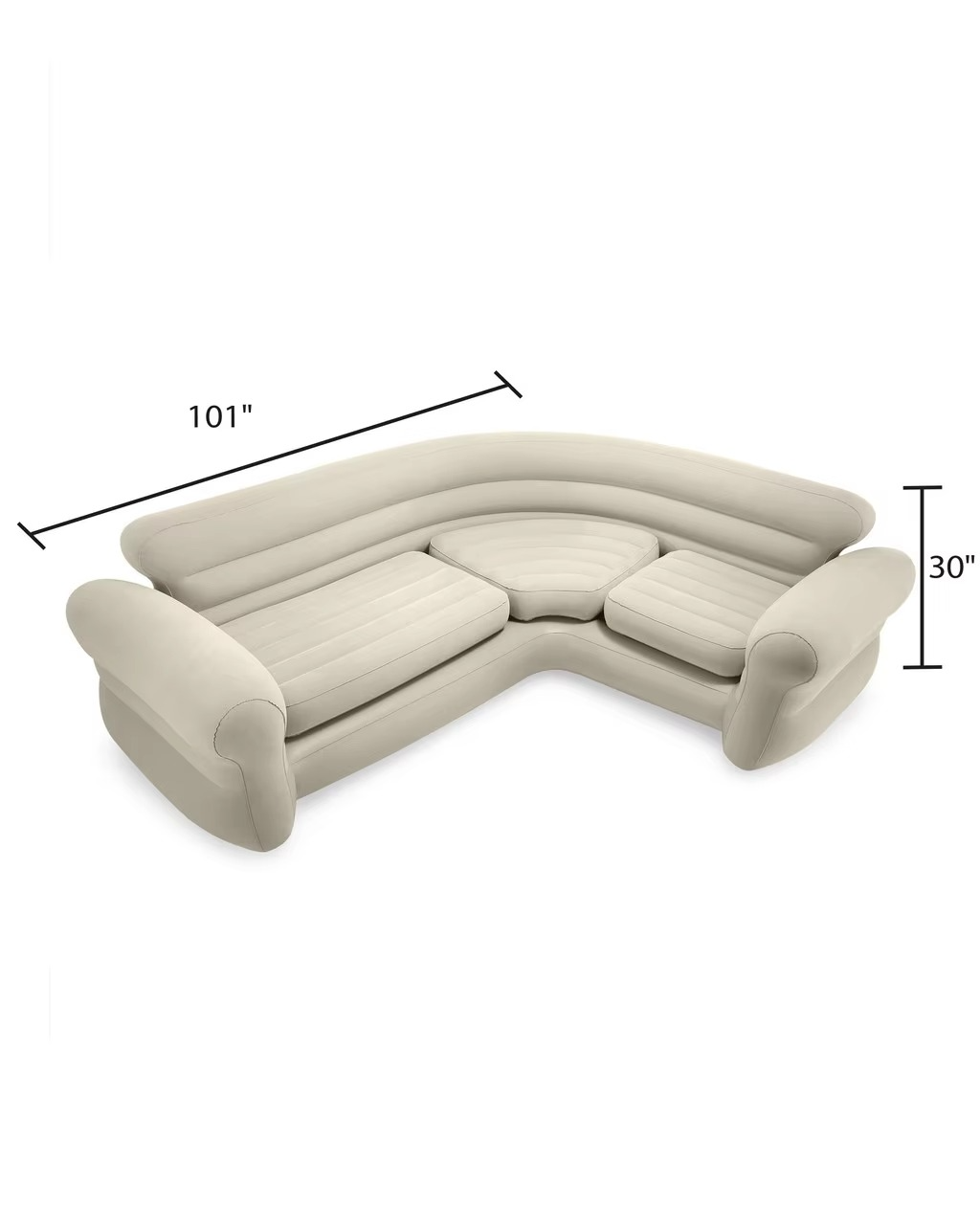 Corner Sofa L-Shaped Inflatable Couch 2.57m X 2.03m X 76cm