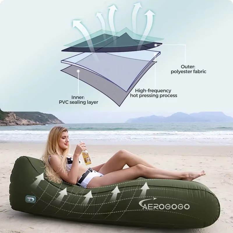 Self-inflating Lounger With Battery Pump Air Beds Inflatable Sofa Bed Sleeping Bag Airbag Outdoor Camping Mattress Beach Chair