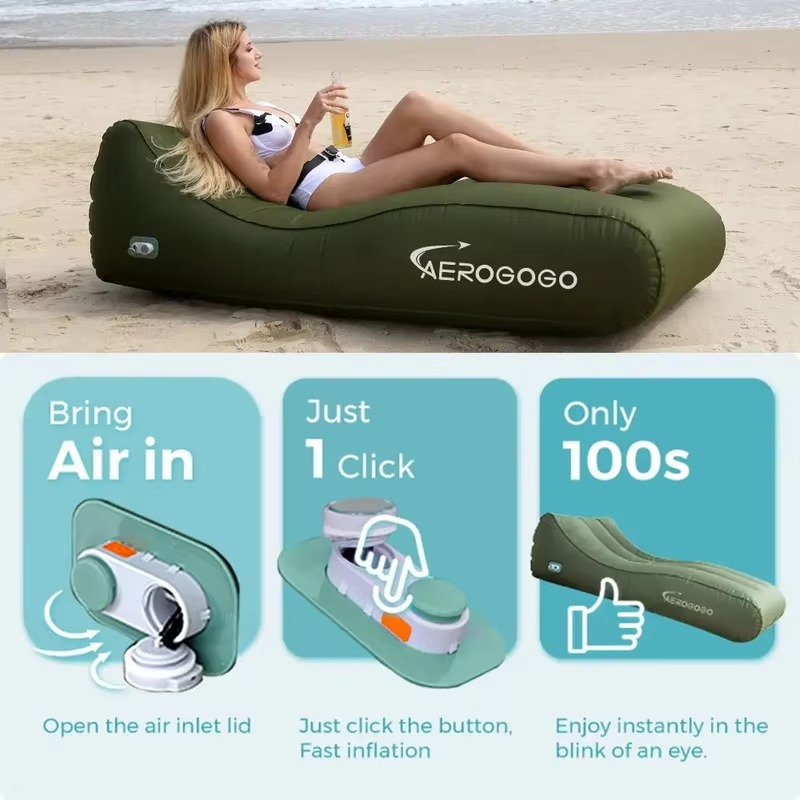 Self-inflating Lounger With Battery Pump Air Beds Inflatable Sofa Bed Sleeping Bag Airbag Outdoor Camping Mattress Beach Chair