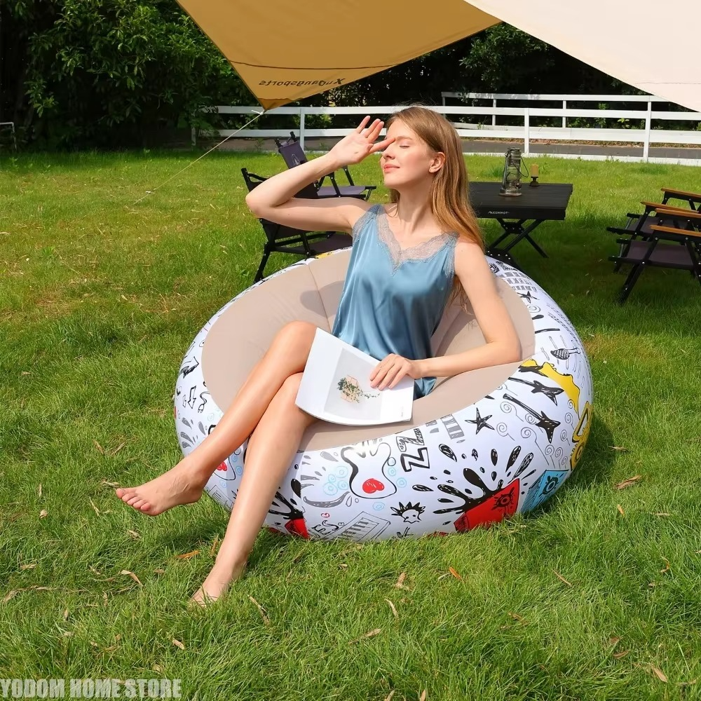 New 1PC Thickened Inflatable Lazy Sofa Ergonomics Lounge Chair – Perfect for Outdoor Courtyards Camping & Indoor Leisure Rest