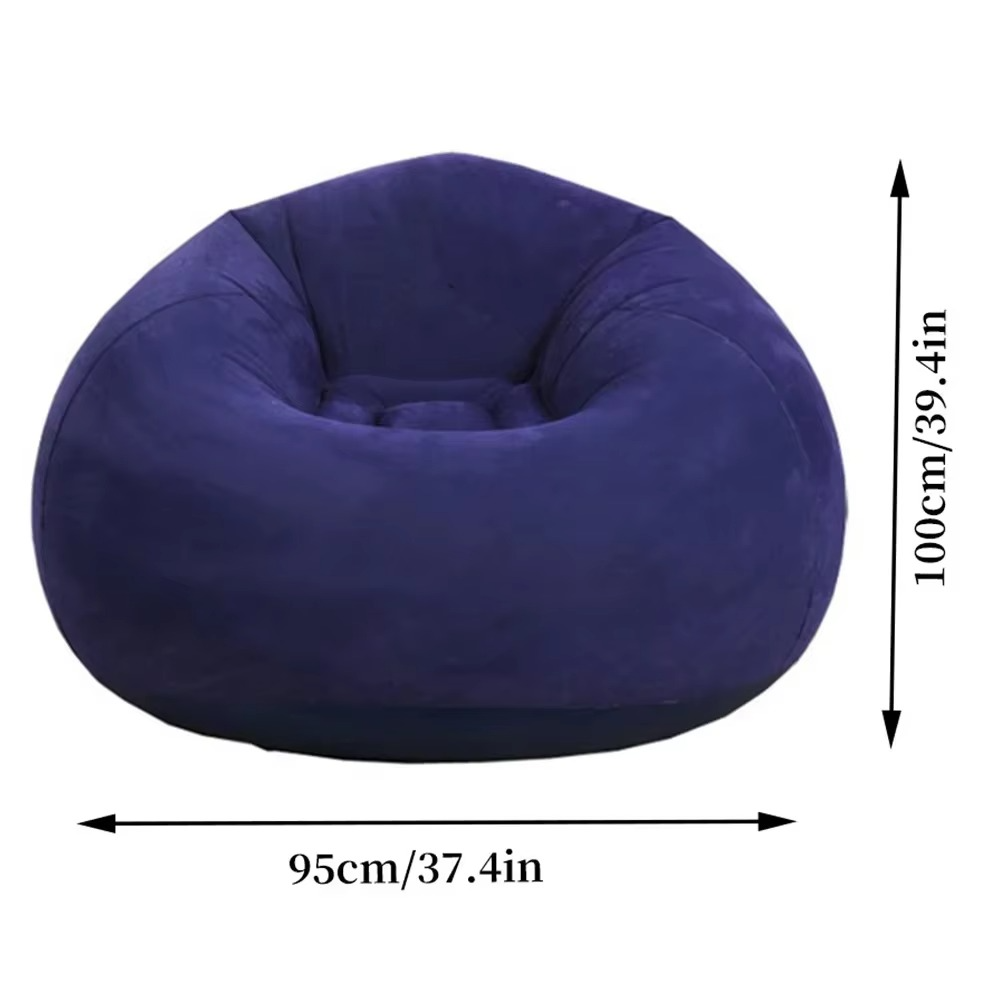 Home 1pc Blue Inflatable Spherica Sofa Flocking Surface Round Sofa Living Room Bedroom Portable Folding Lazy Sofa Chair