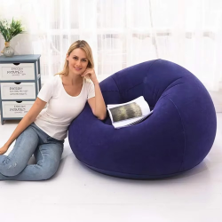 Home 1pc Blue Inflatable Spherica Sofa Flocking Surface Round Sofa Living Room Bedroom Portable Folding Lazy Sofa Chair