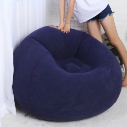 Home 1pc Blue Inflatable Spherica Sofa Flocking Surface Round Sofa Living Room Bedroom Portable Folding Lazy Sofa Chair