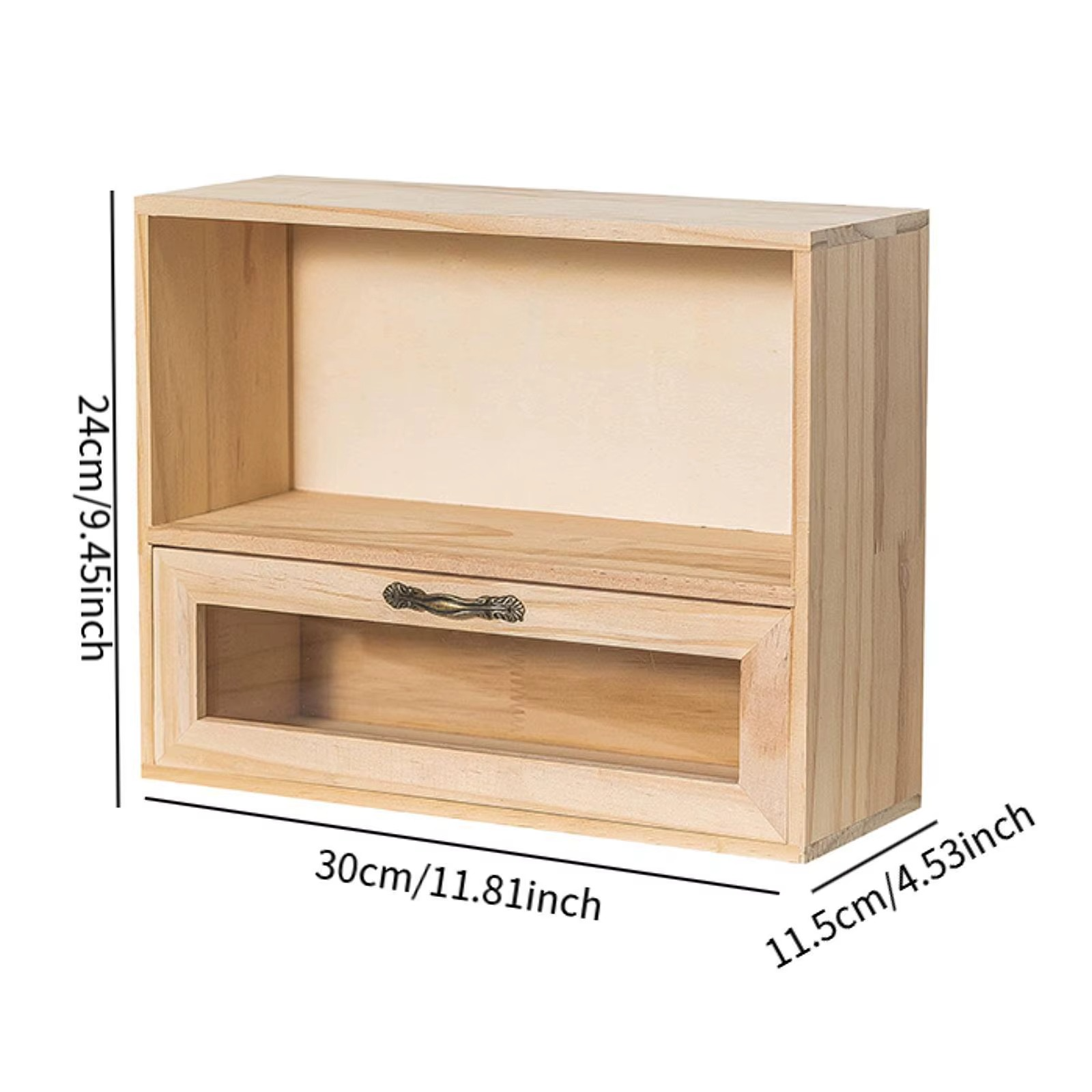 2-Layer Original Wood Cream Kitchen Cabinet Drawer Storage Island for Perfume Collection Sundries Cup Kitchen Accessories