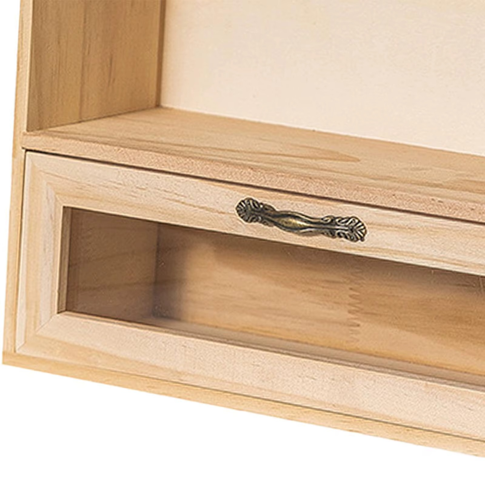 2-Layer Original Wood Cream Kitchen Cabinet Drawer Storage Island for Perfume Collection Sundries Cup Kitchen Accessories