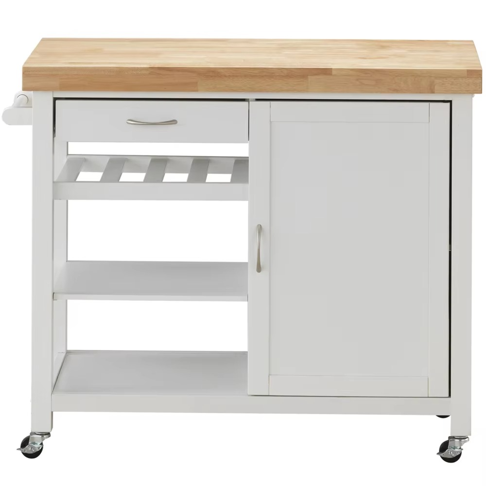 Factory Direct Portable Coffee Cart Station Kitchen Island with Storage Cabinet and Wine Rack