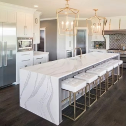 Custom Modern Solid Wood Kitchen Cabinet Furniture Kitchen Island with Marble Countertops