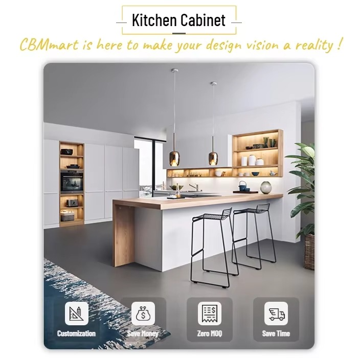 White Shaker PVC Modern High Gloss Acrylic Designs Kitchen Cabinet Set MDF Carcase Stainless Steel Sink for Home