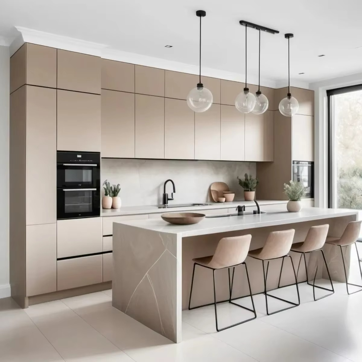 White Shaker PVC Modern High Gloss Acrylic Designs Kitchen Cabinet Set MDF Carcase Stainless Steel Sink for Home