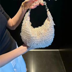 High Quality Beads BeadingTassel Hobo Bag Rhinestones Evening Bags Beaded Wedding Tote Party Pearl Purse