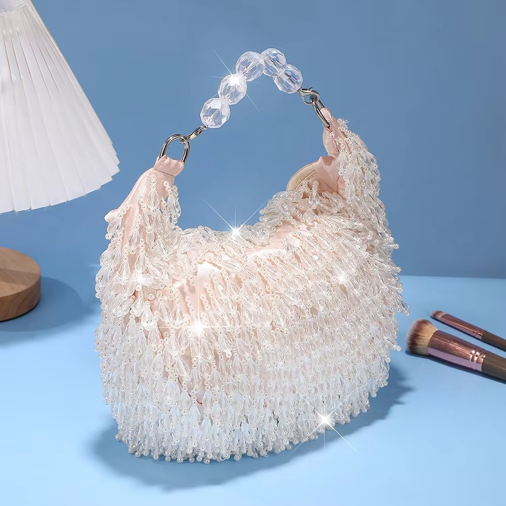 High Quality Beads BeadingTassel Hobo Bag Rhinestones Evening Bags Beaded Wedding Tote Party Pearl Purse