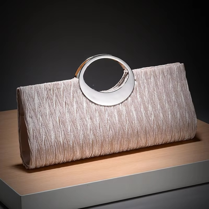 High Quality Vintage Satin Evening Clutch Bag Rhinestone Luxury Champagne Banquet Accessory Women Daily Use Factory Wholesale