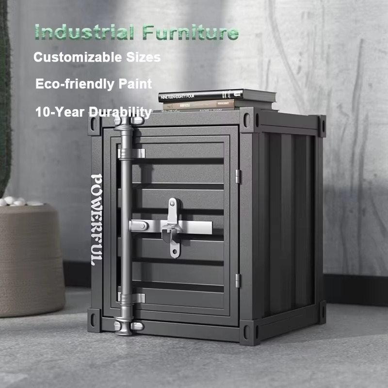 Industrial Metal Nightstand Distressed Finish Factory Direct Storage Furniture for Bedroom Living Room Inspired Home Bar Dining