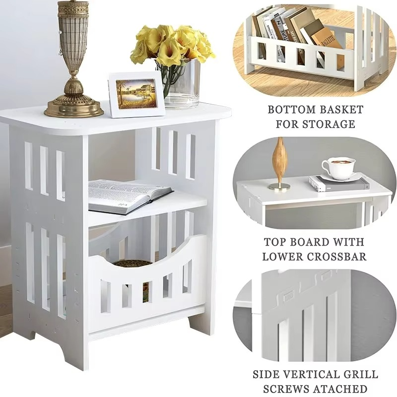 Small Bedside Table Sofa Side Table Living Room Cabinet Side End Coffee Tea Table Nightstand Storage Shelf for Bedroom Bedside