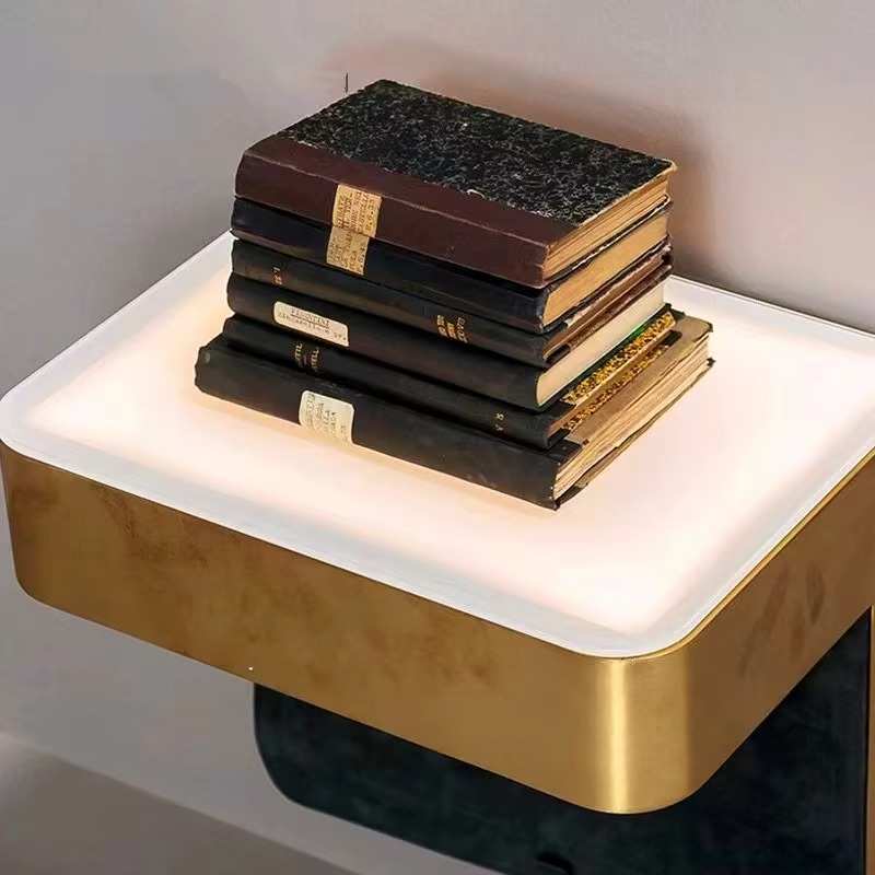 Italian Floating Nightstand Modern Scandinavian Bedside Table Minimalist Wall Mounted Storage Shelf Luxury Bedroom Furniture