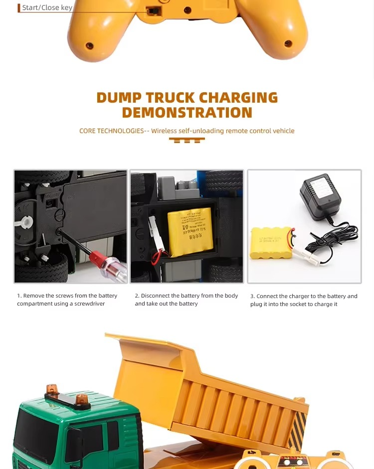 Double E RC Dump Truck E520 1/20 Cars Trucks 2.4G Radio Controlled Car Engineering Vehicle Toys for Kids Boys Children Adults