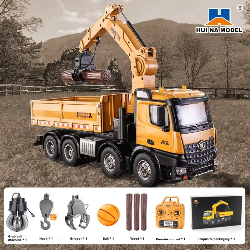 Huina 1538 full-scale three-in-one remote control car 26-channel semi-alloy wooden hook ball dump truck model toy holiday gift