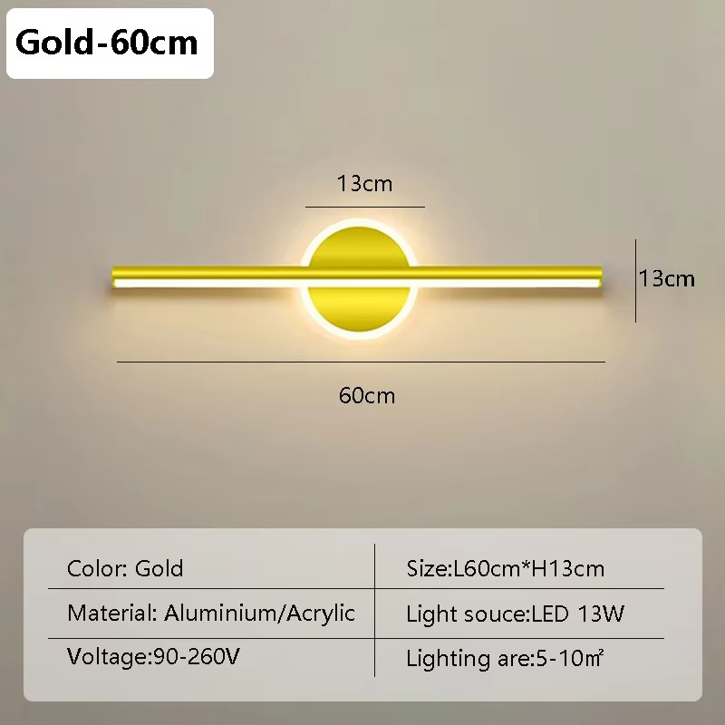 Modern LED Wall Lamp 40/60cm Mirror Light Bathroom Toilet Black Gold Long Strip Fixture Home Decor Led Lighting Lamps Lustre