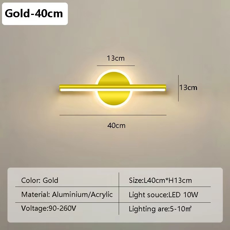 Modern LED Wall Lamp 40/60cm Mirror Light Bathroom Toilet Black Gold Long Strip Fixture Home Decor Led Lighting Lamps Lustre