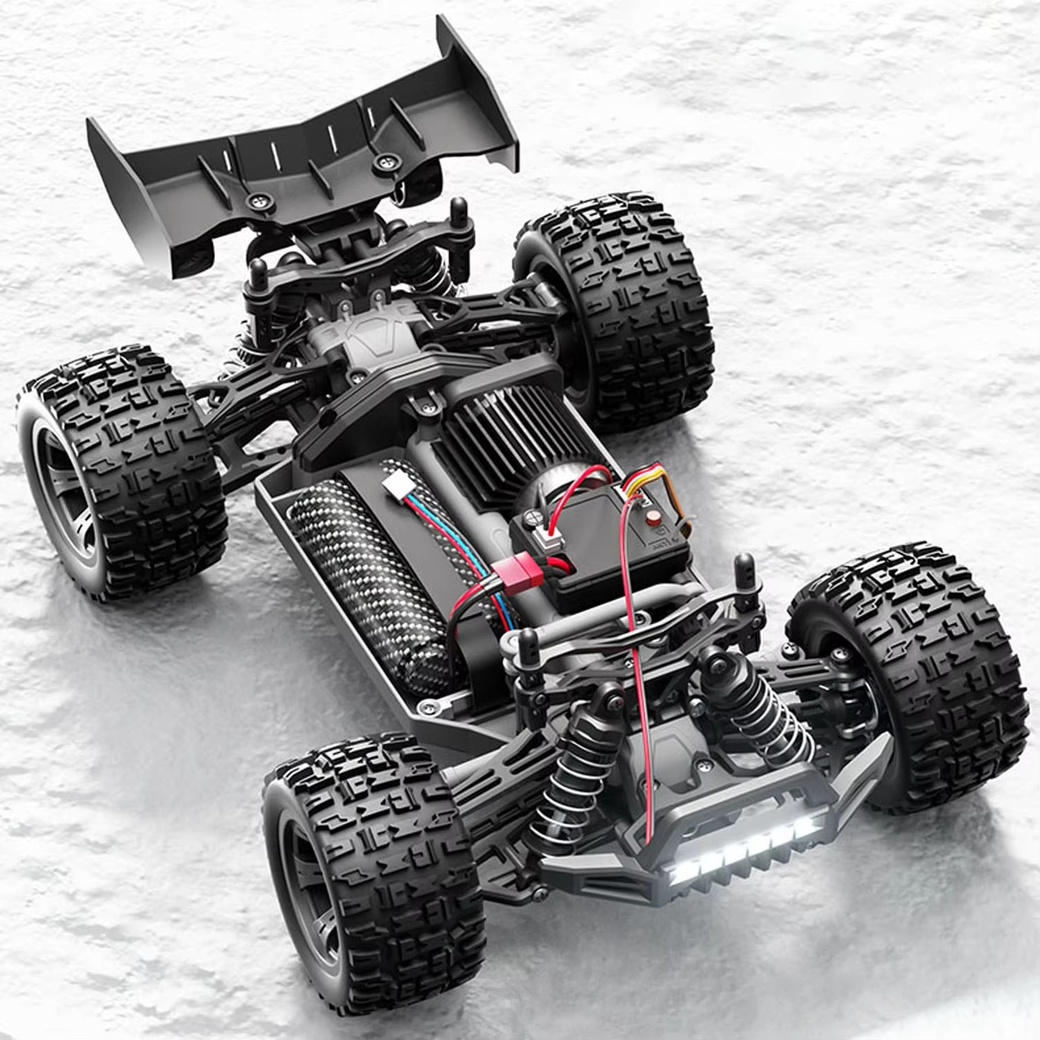 RC Monster Truck 1/18 SCY 18101 2.4GHz PVC Body Wheelie Bar LED Light Multi Terrain Off Road Car Vehicle Model for Boys Adults