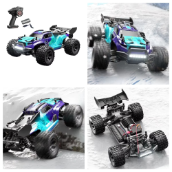 RC Monster Truck 1/18 SCY 18101 2.4GHz PVC Body Wheelie Bar LED Light Multi Terrain Off Road Car Vehicle Model for Boys Adults