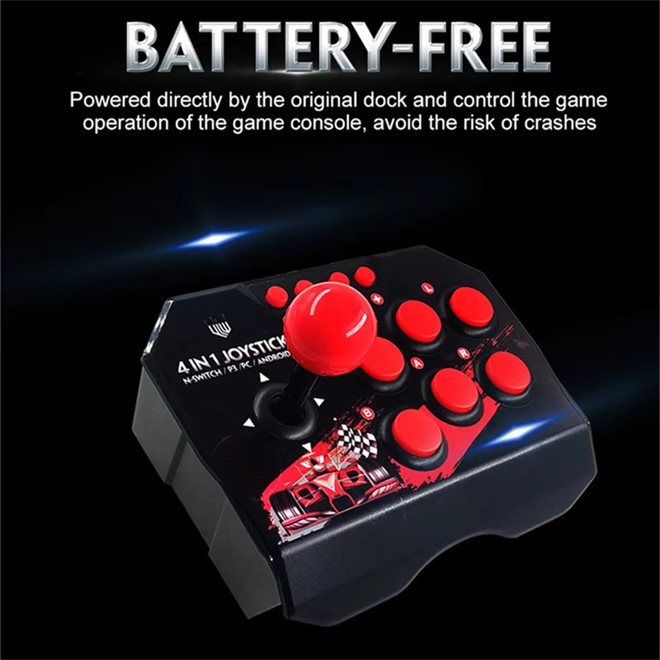 4-in-1 Game Joystick Controller with 3M USB Cable Turbo Function for Nintendo Switch Android TV PS3 PC - Arcade Station Rocker