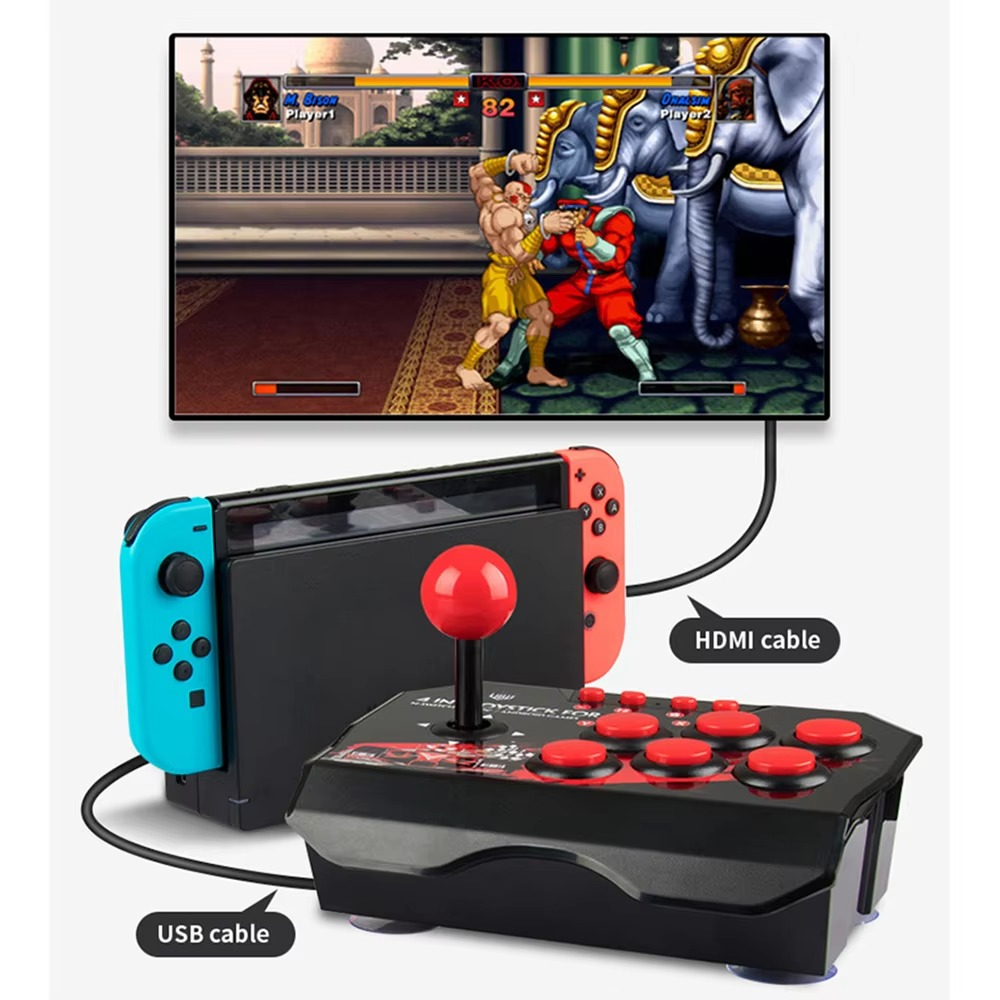 4-in-1 Game Joystick Controller with 3M USB Cable Turbo Function for Nintendo Switch Android TV PS3 PC - Arcade Station Rocker