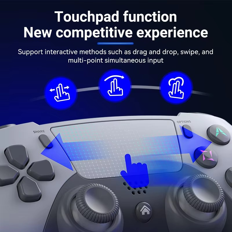 Game Controller for PS4 Bluetooth-Compatible Wireless Controller Gamepad for PC/Steam/IOS/Android Dual Vibration Joystick 6-axis