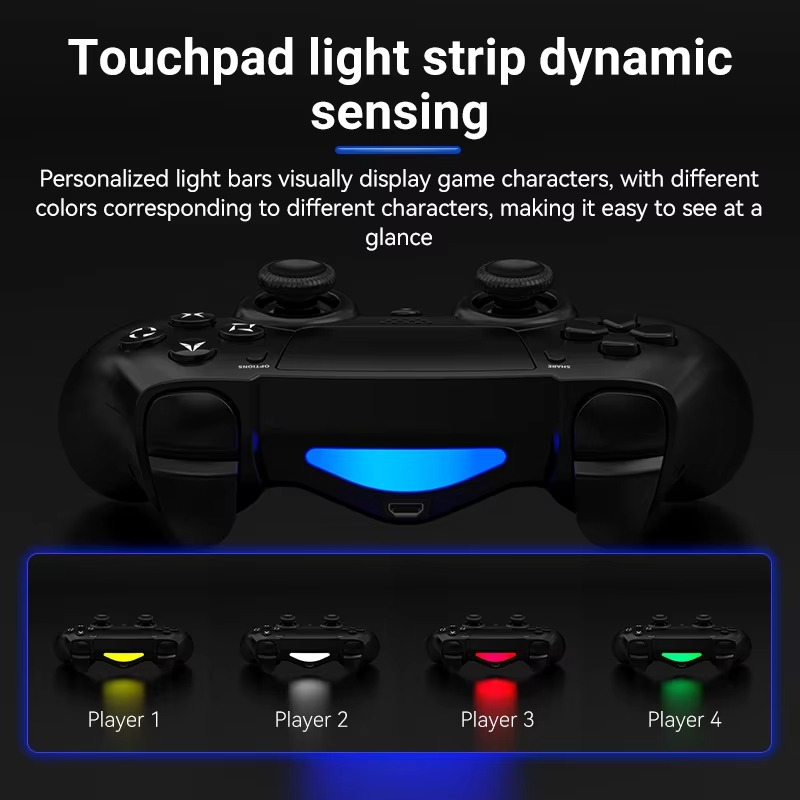 Game Controller for PS4 Bluetooth-Compatible Wireless Controller Gamepad for PC/Steam/IOS/Android Dual Vibration Joystick 6-axis