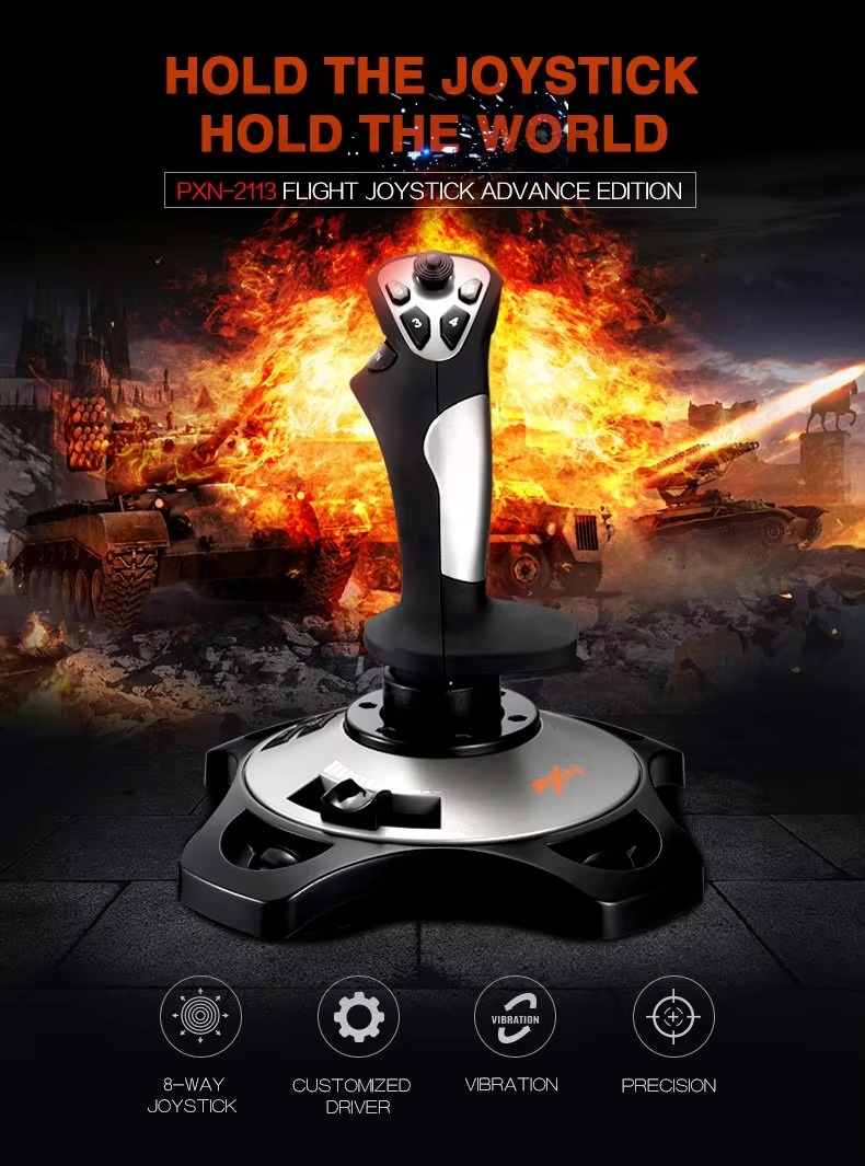 PXN-2113Pro Computer Simulation Flight Joystick PC Gamepad Aircraft Joystick Built-in Vibration Motor