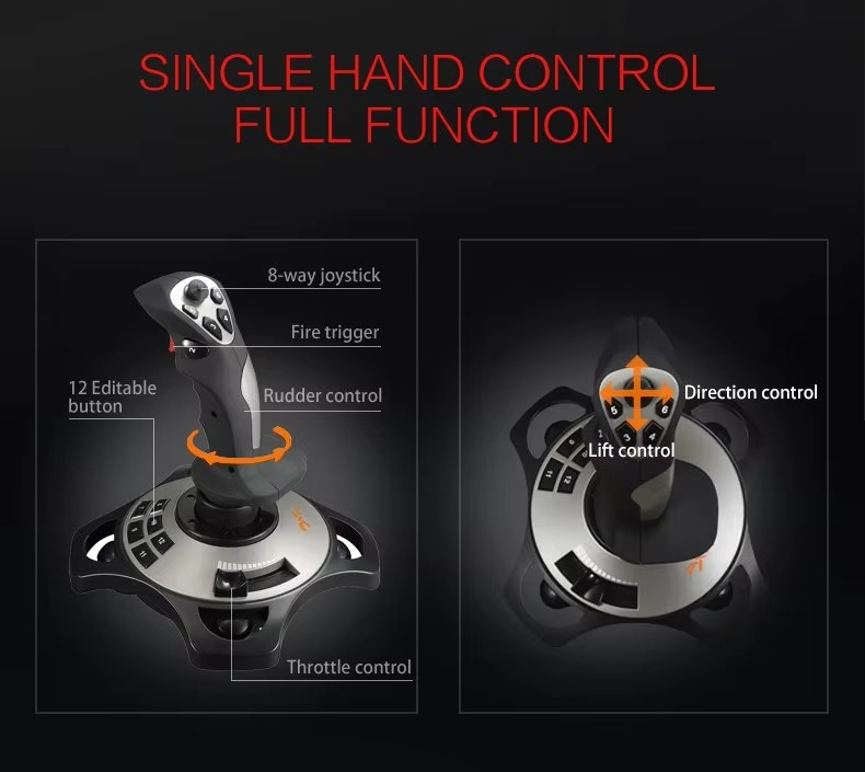 PXN-2113Pro Computer Simulation Flight Joystick PC Gamepad Aircraft Joystick Built-in Vibration Motor