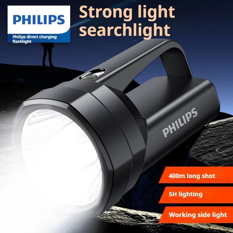 Philips Rechargeable Camp Flashlights Portable Waterproof Torch Work Light Outdoor Searchlight Camping Lantern with Side Light