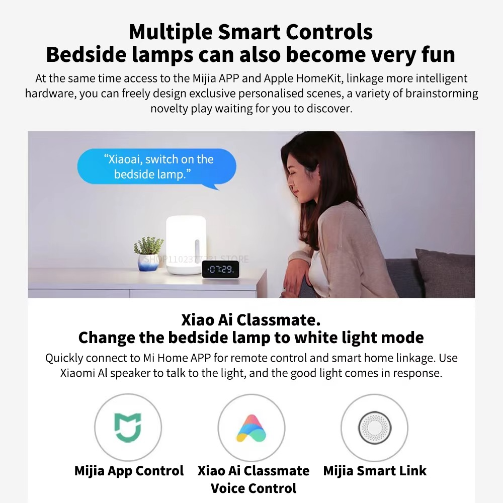 Xiaomi Mijia Bedside Lamp 2 Smart Table LED Night Light Colorful 400 Lumens Bluetooth WiFi Touch Control for Apple HomeKit Siri