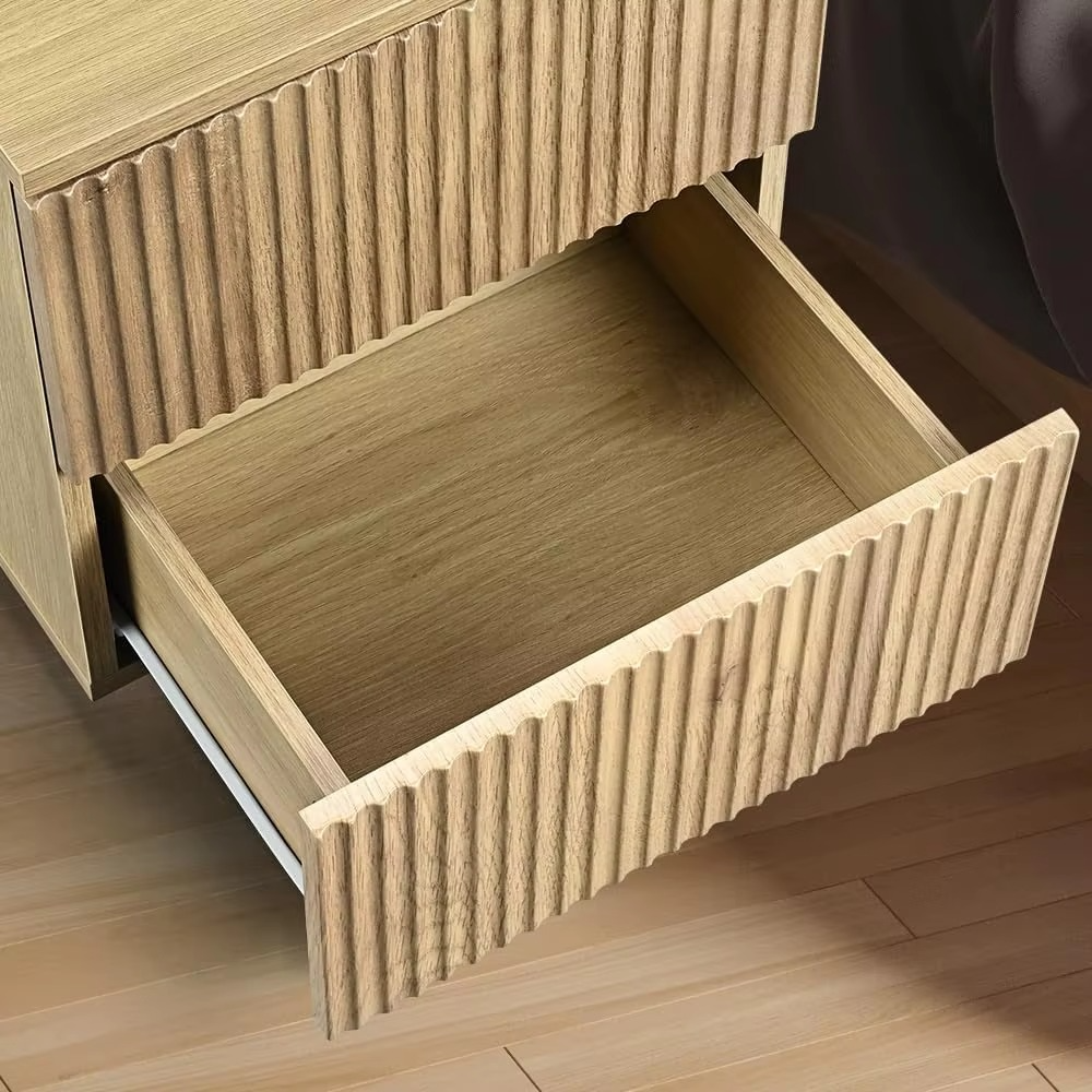 2 Storage Drawers Small Side End Table Nightstand for Living Room Bedroom Furniture, 48x39.5x56cm