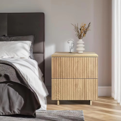 2 Storage Drawers Small Side End Table Nightstand for Living Room Bedroom Furniture, 48x39.5x56cm