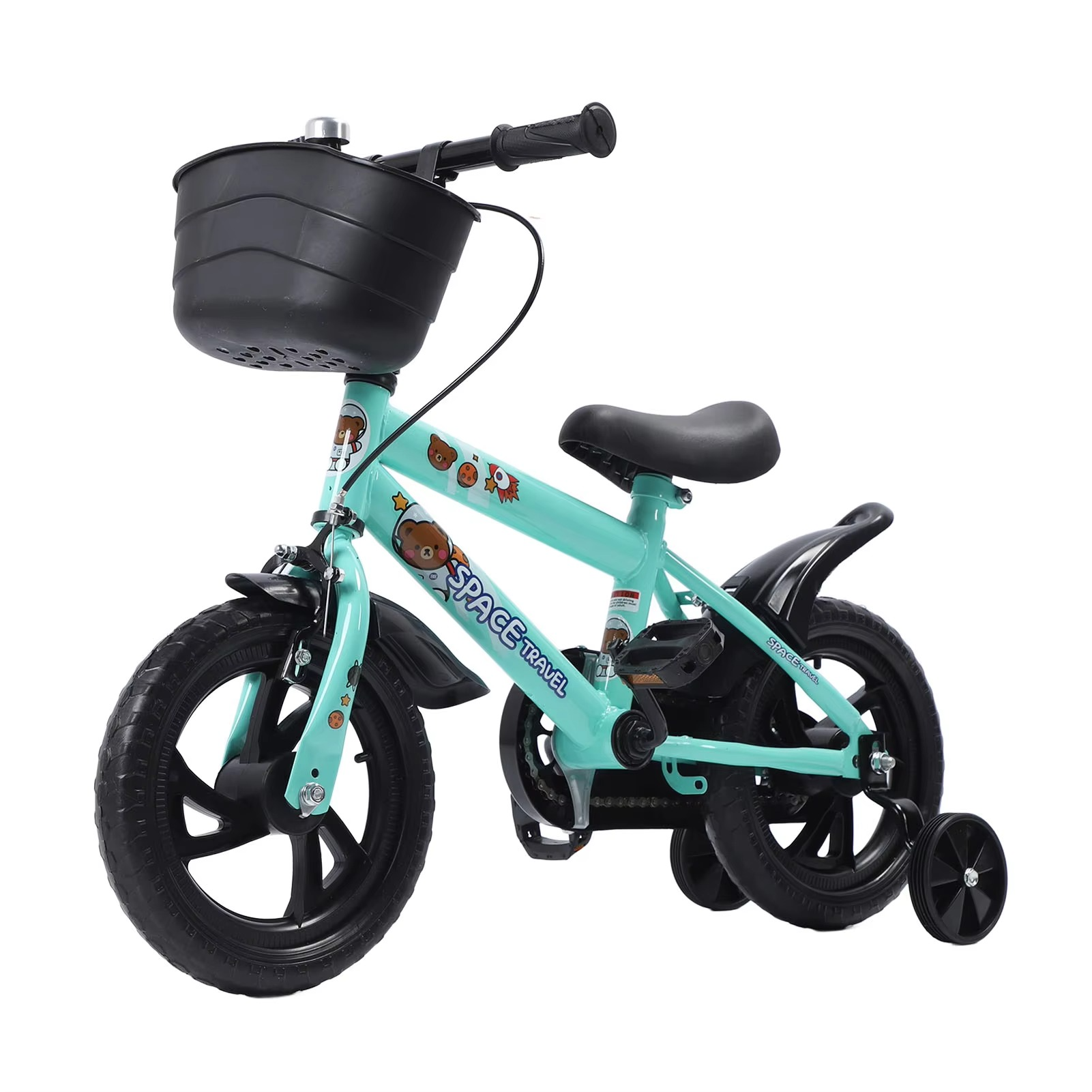 12inch Kids Bike Stable Riding High Carbon Steel Frame Baby Bicycle with Training Wheels for 2‑6 Years Old Children