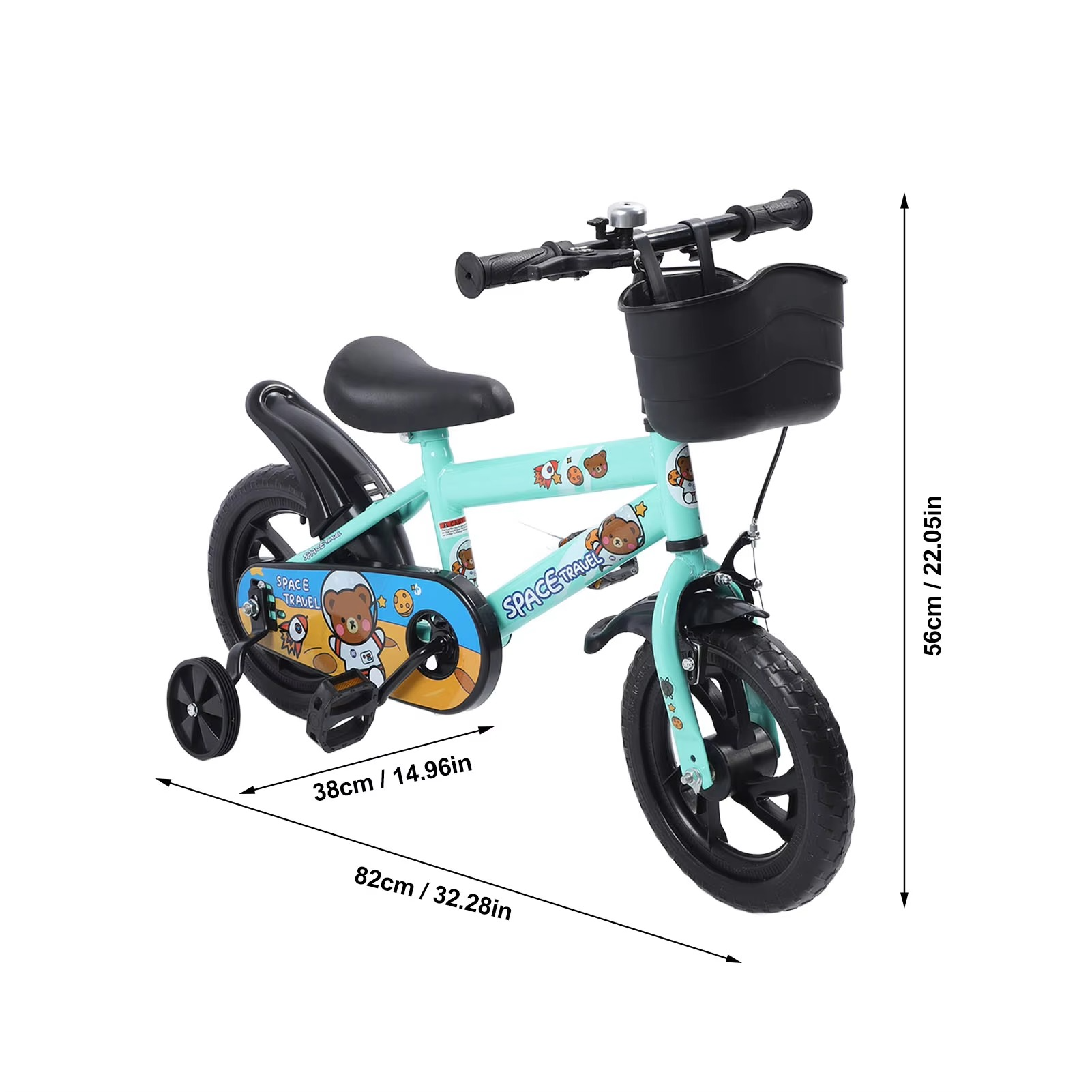 12inch Kids Bike Stable Riding High Carbon Steel Frame Baby Bicycle with Training Wheels for 2‑6 Years Old Children